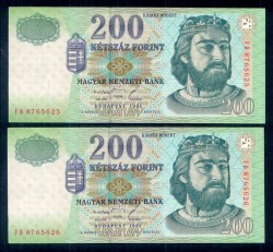 1998 200 Forint FD sorszámkövető